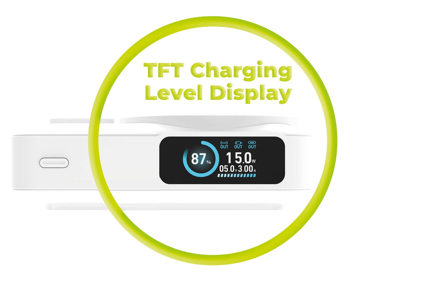 Wireless Semi-Solid Power Bank with Display MagSafe PB19, 10000mAh, Qi2 15W, USB-C Cable, White