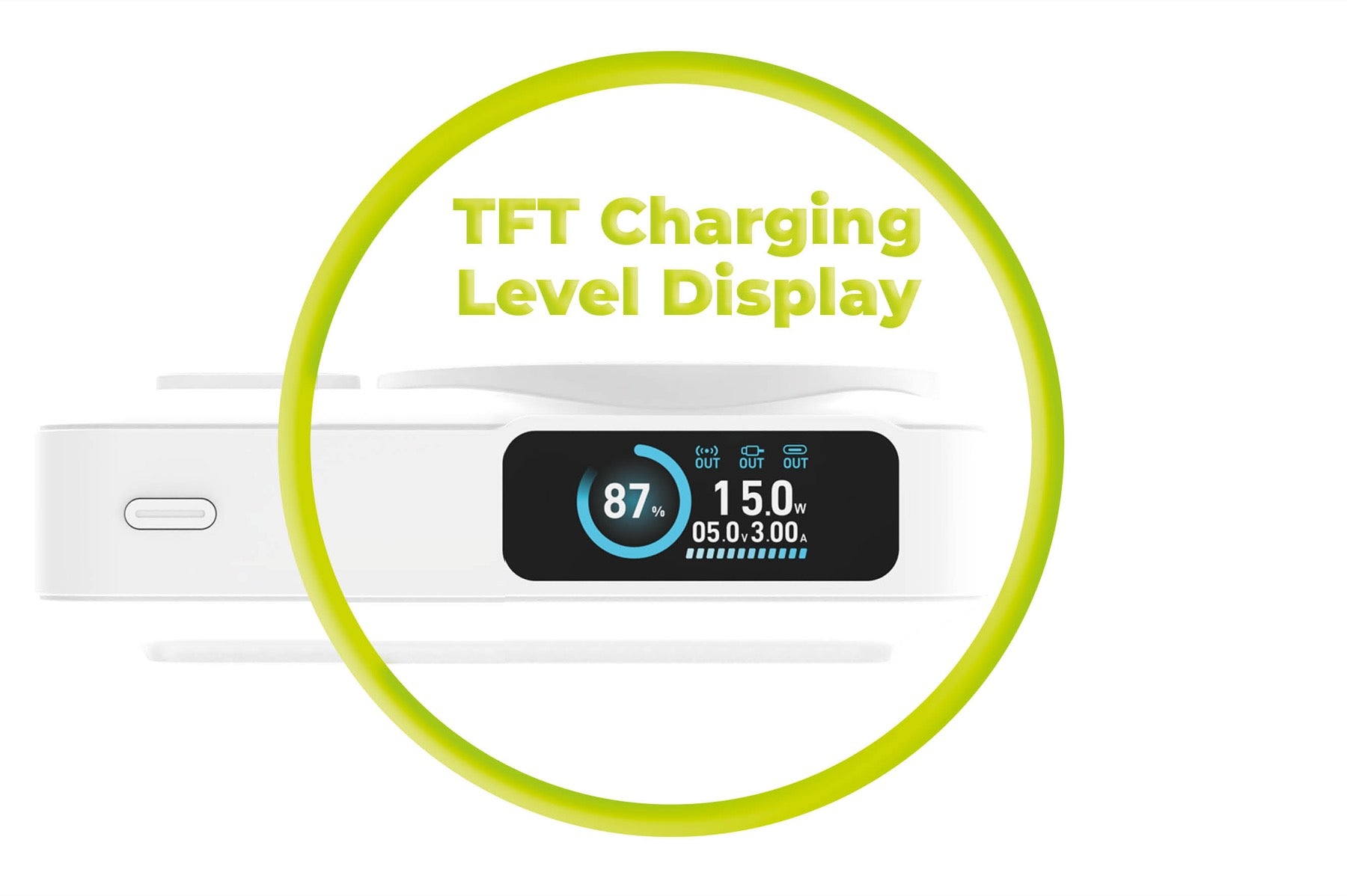 Bezdrátová powerbanka s displejem MagSafe PB19, 10000mAh, Qi2 15W, USB-C kabel, Bílá