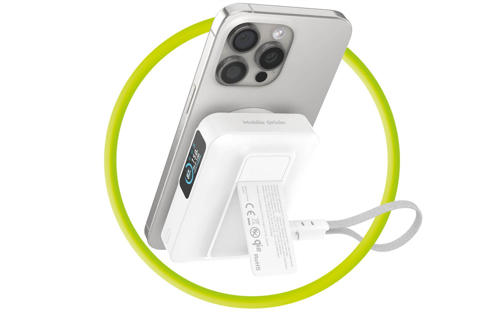 Bezdrátová powerbanka s displejem MagSafe PB19, 10000mAh, Qi2 15W, USB-C kabel, Bílá