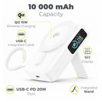 Bezdrátová powerbanka s displejem MagSafe PB19, 10000mAh, Qi2 15W, USB-C kabel, Bílá