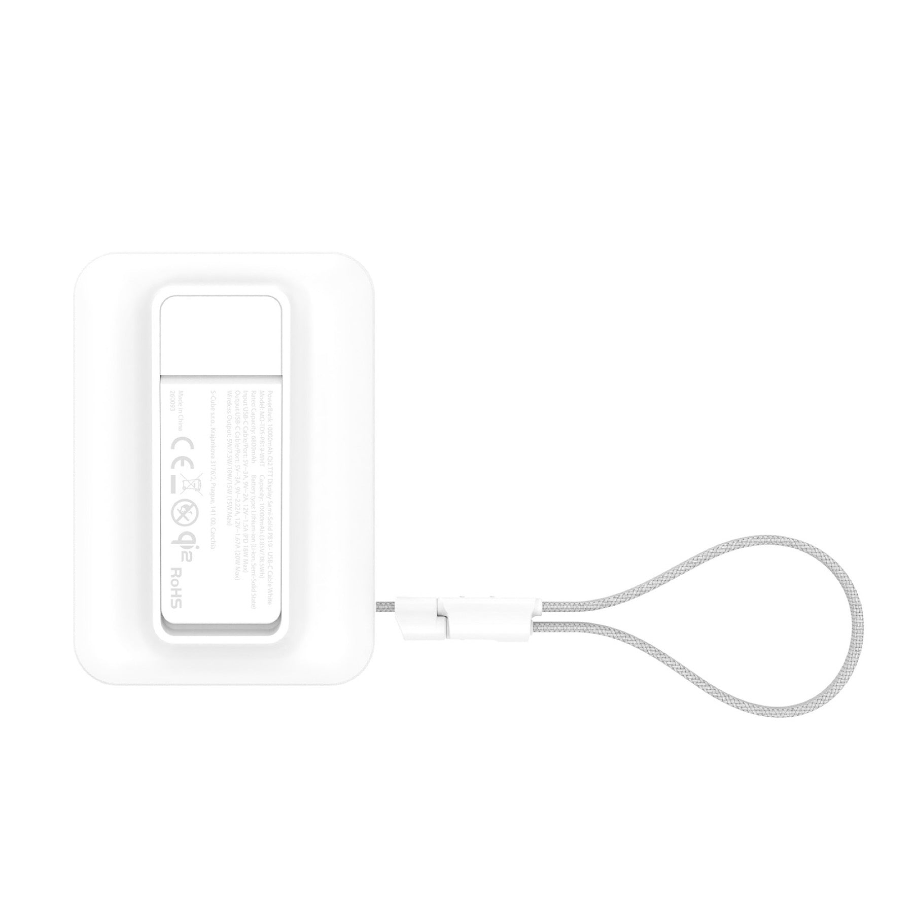 Bezdrátová powerbanka s displejem MagSafe PB19, 10000mAh, Qi2 15W, USB-C kabel, Bílá
