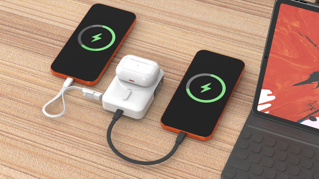 Bezdrátová powerbanka s displejem MagSafe PB19, 10000mAh, Qi2 15W, USB-C kabel, Bílá
