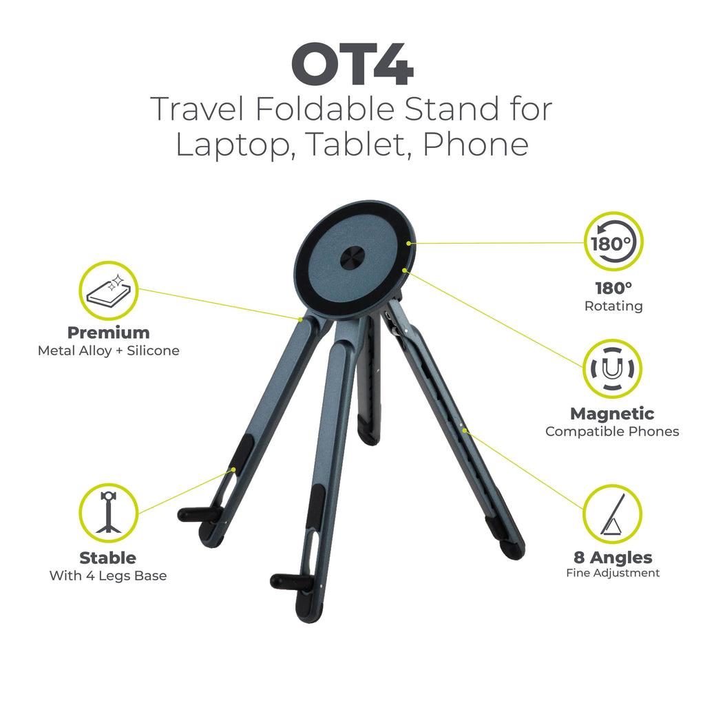 Cestovní skládací stojan pro notebook, tablet a telefon OT4, Vesmírně šedá