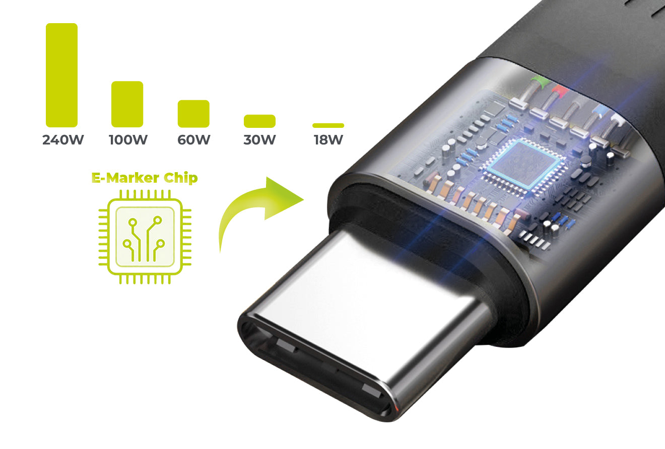 Kabel s klíčenkou USB-C na USB-C CB17, 240W, 40 Gb/s, Černá