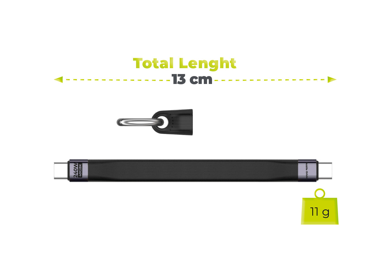 Kabel s klíčenkou USB-C na USB-C CB17, 240W, 40 Gb/s, Černá