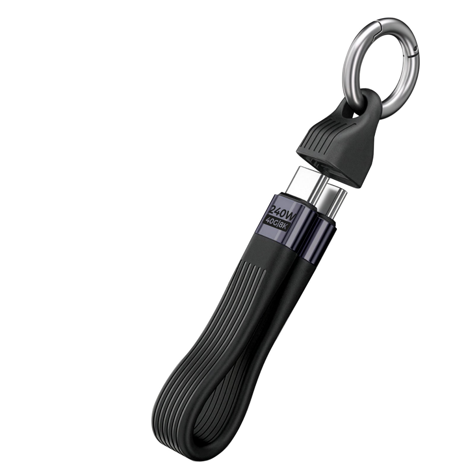 Klíčenka s kabelem USB-C, 240W, 40Gbps, 8K, CB17, Černá