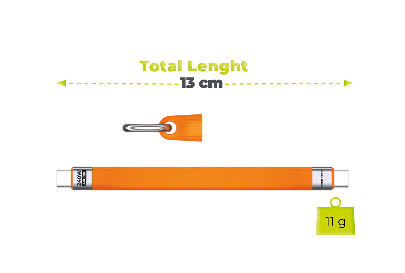 Kabel s klíčenkou USB-C na USB-C CB17, 240W, 40 Gb/s, Oranžová