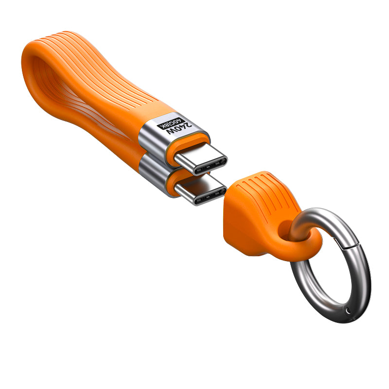 Kabel s klíčenkou USB-C na USB-C CB17, 240W, 40 Gb/s, Oranžová
