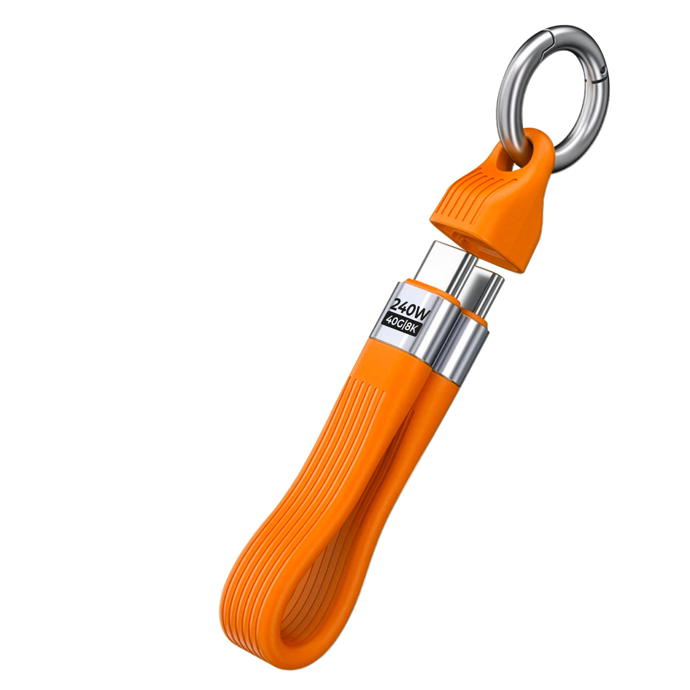 Kabel s klíčenkou USB-C na USB-C CB17, 240W, 40 Gb/s, Oranžová