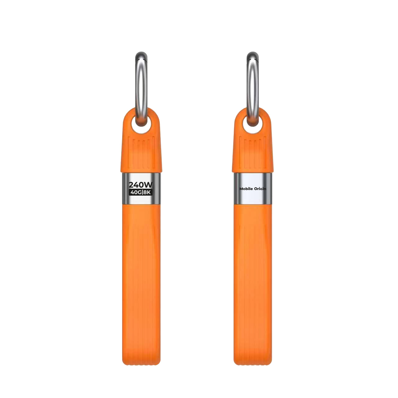 Kabel s klíčenkou USB-C na USB-C CB17, 240W, 40 Gb/s, Oranžová