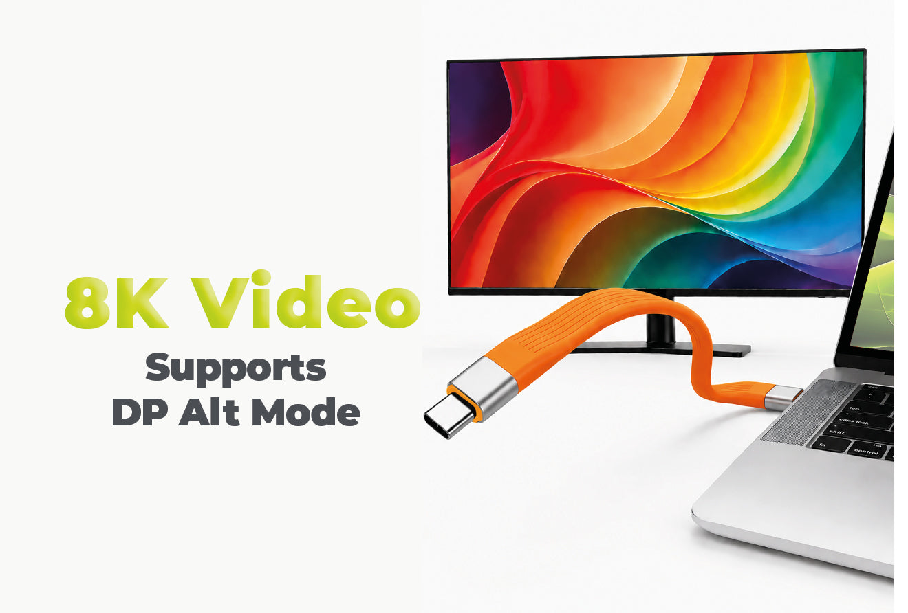 Kabel s klíčenkou USB-C na USB-C CB17, 240W, 40 Gb/s, Oranžová