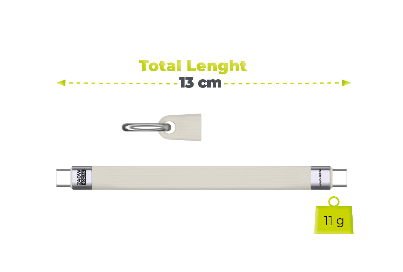 Kabel s klíčenkou USB-C na USB-C CB17, 240W, 40 Gb/s, Bílá