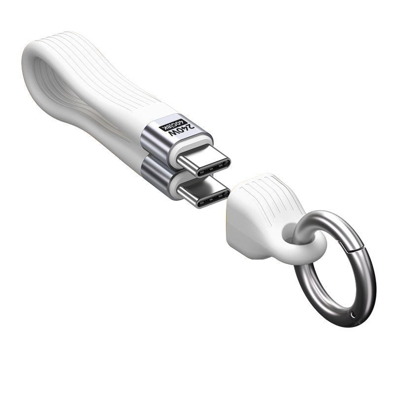 USB-C Keychain Cable, 240W, 40Gbps, 8K, CB17, White