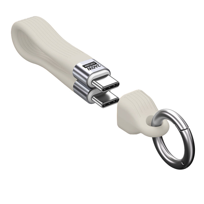 Kabel s klíčenkou USB-C na USB-C CB17, 240W, 40 Gb/s, Bílá