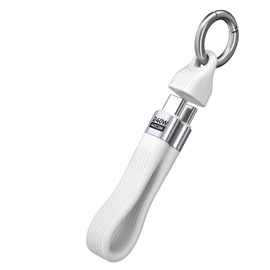 USB-C Keychain Cable, 240W, 40Gbps, 8K, CB17, White