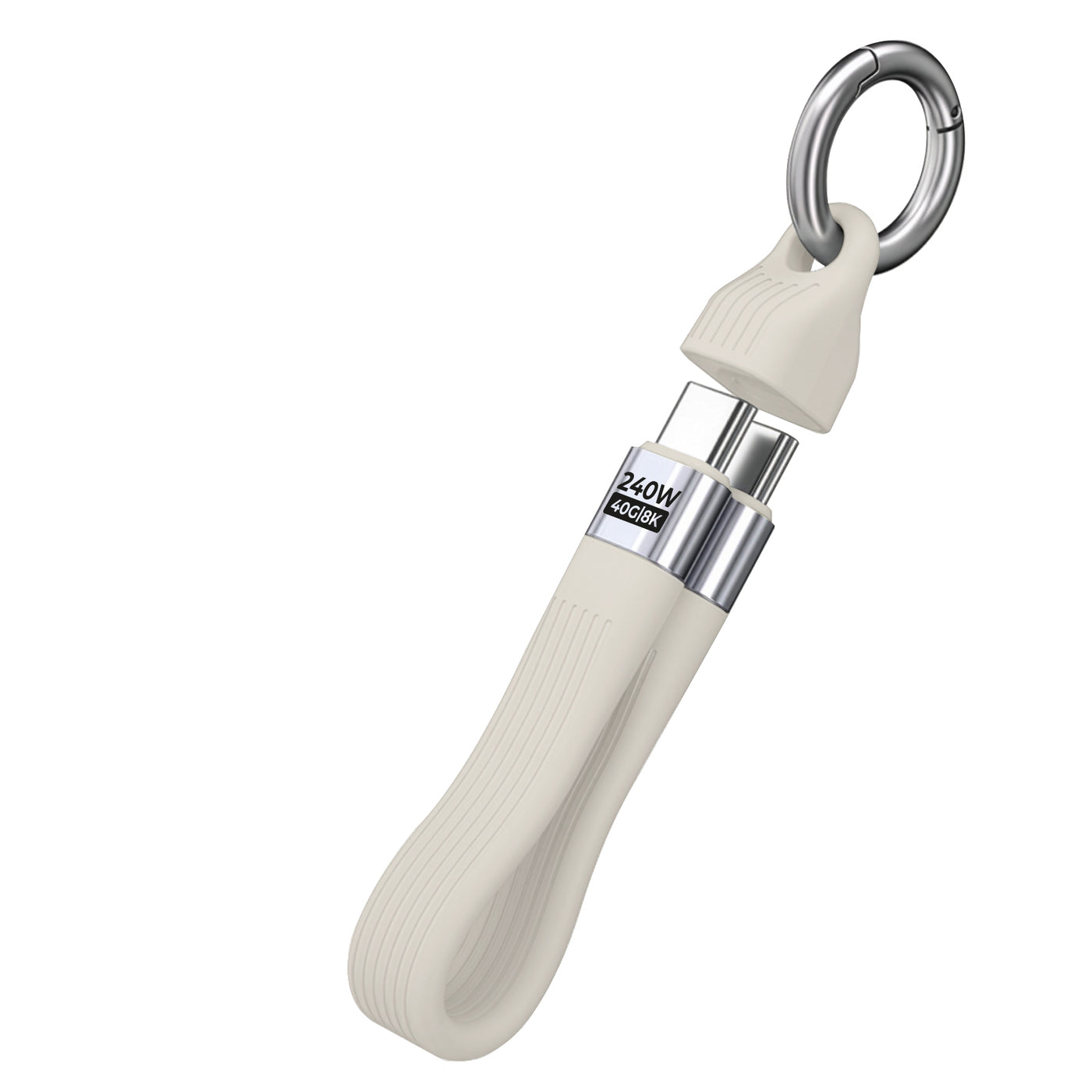 Kabel s klíčenkou USB-C na USB-C CB17, 240W, 40 Gb/s, Bílá
