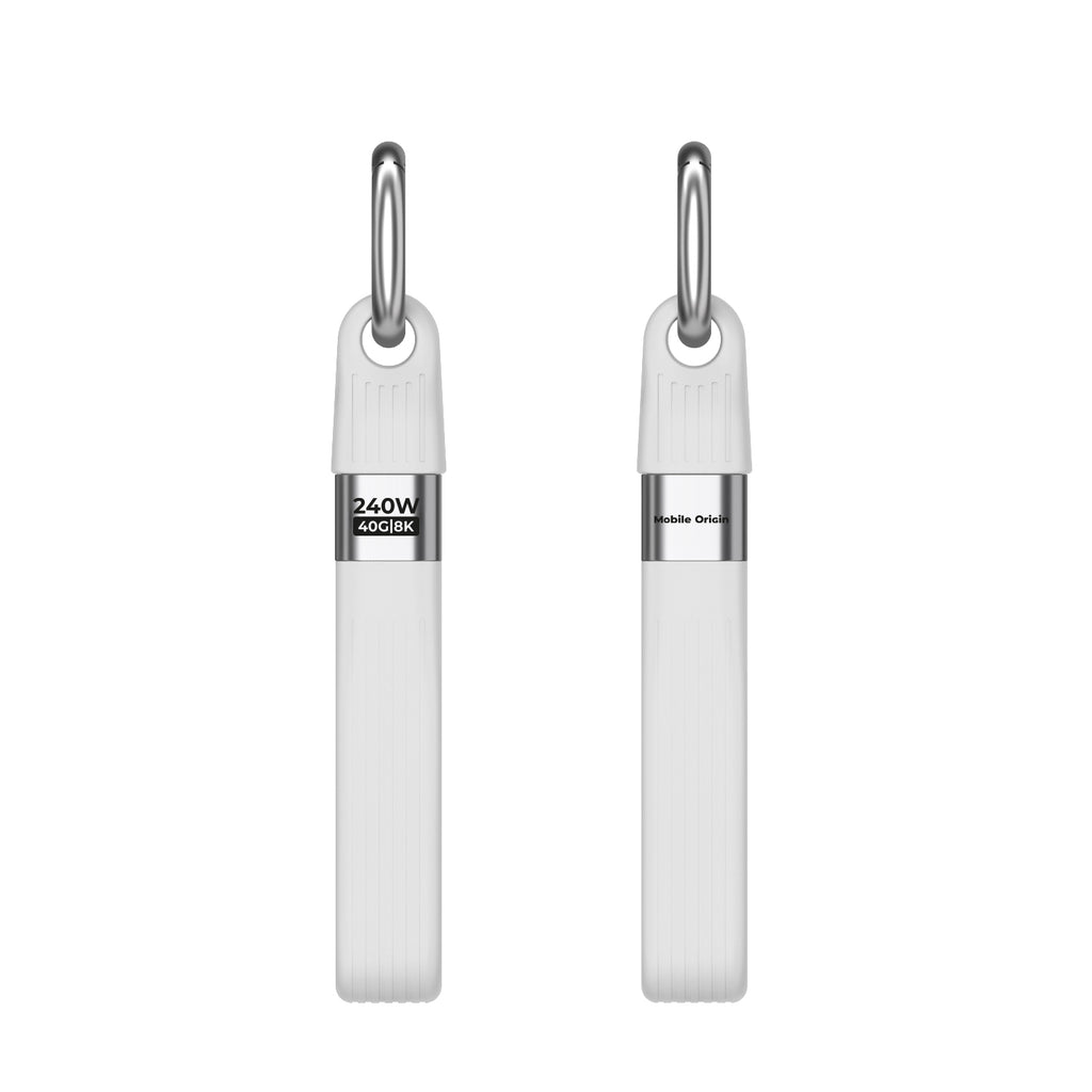USB-C Keychain Cable, 240W, 40Gbps, 8K, CB17, White