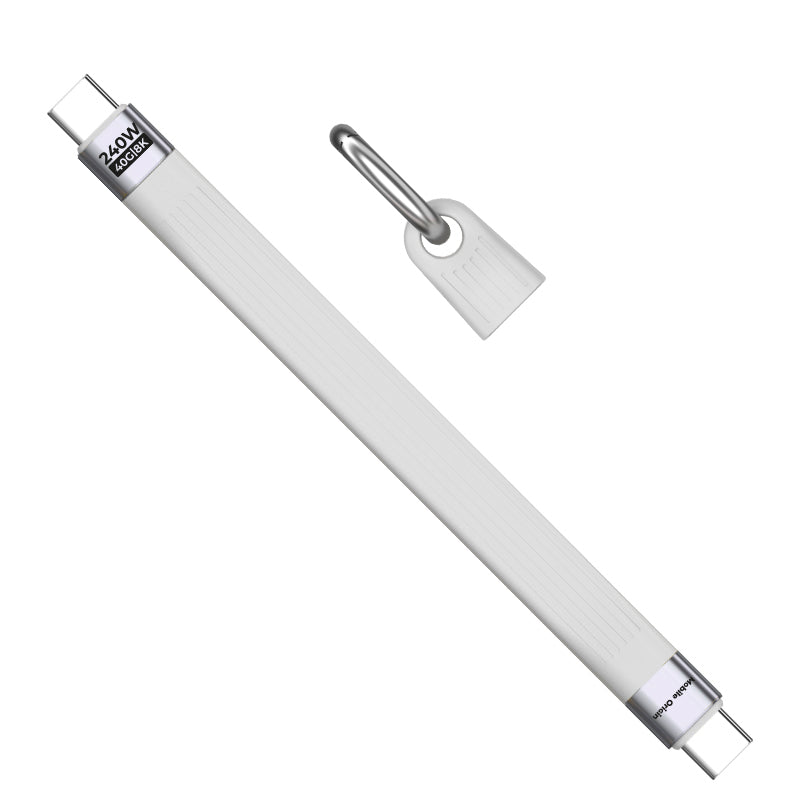 USB-C Keychain Cable, 240W, 40Gbps, 8K, CB17, White