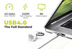 USB-C Keychain Cable, 240W, 40Gbps, 8K, CB17, White