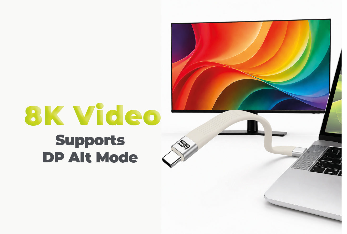 Kabel s klíčenkou USB-C na USB-C CB17, 240W, 40 Gb/s, Bílá