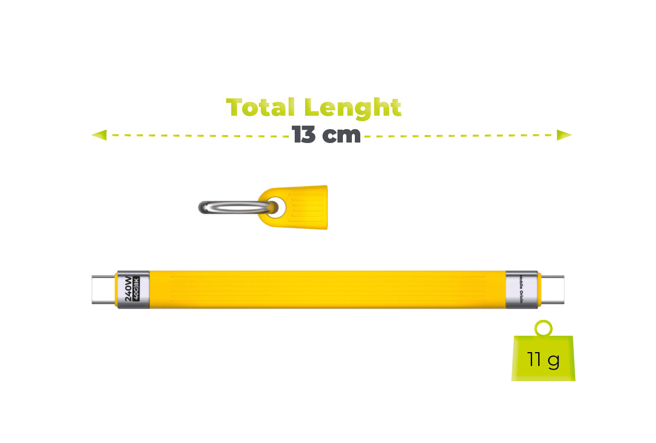 Kabel s klíčenkou USB-C na USB-C CB17, 240W, 40 Gb/s, Žlutá