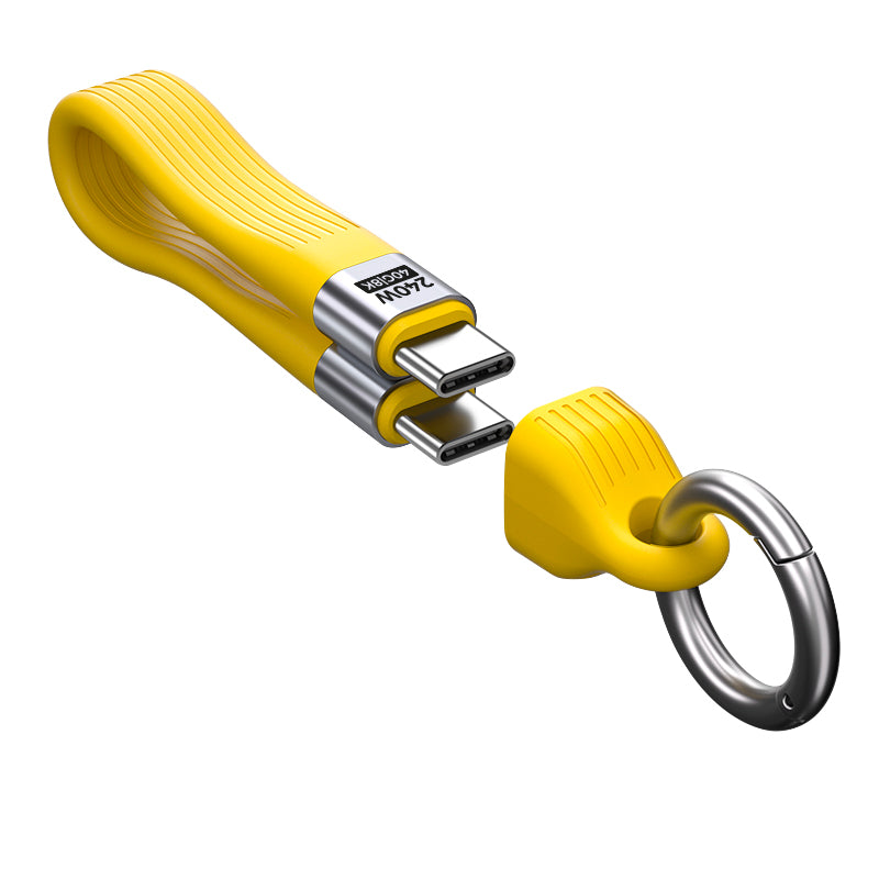 Kabel s klíčenkou USB-C na USB-C CB17, 240W, 40 Gb/s, Žlutá