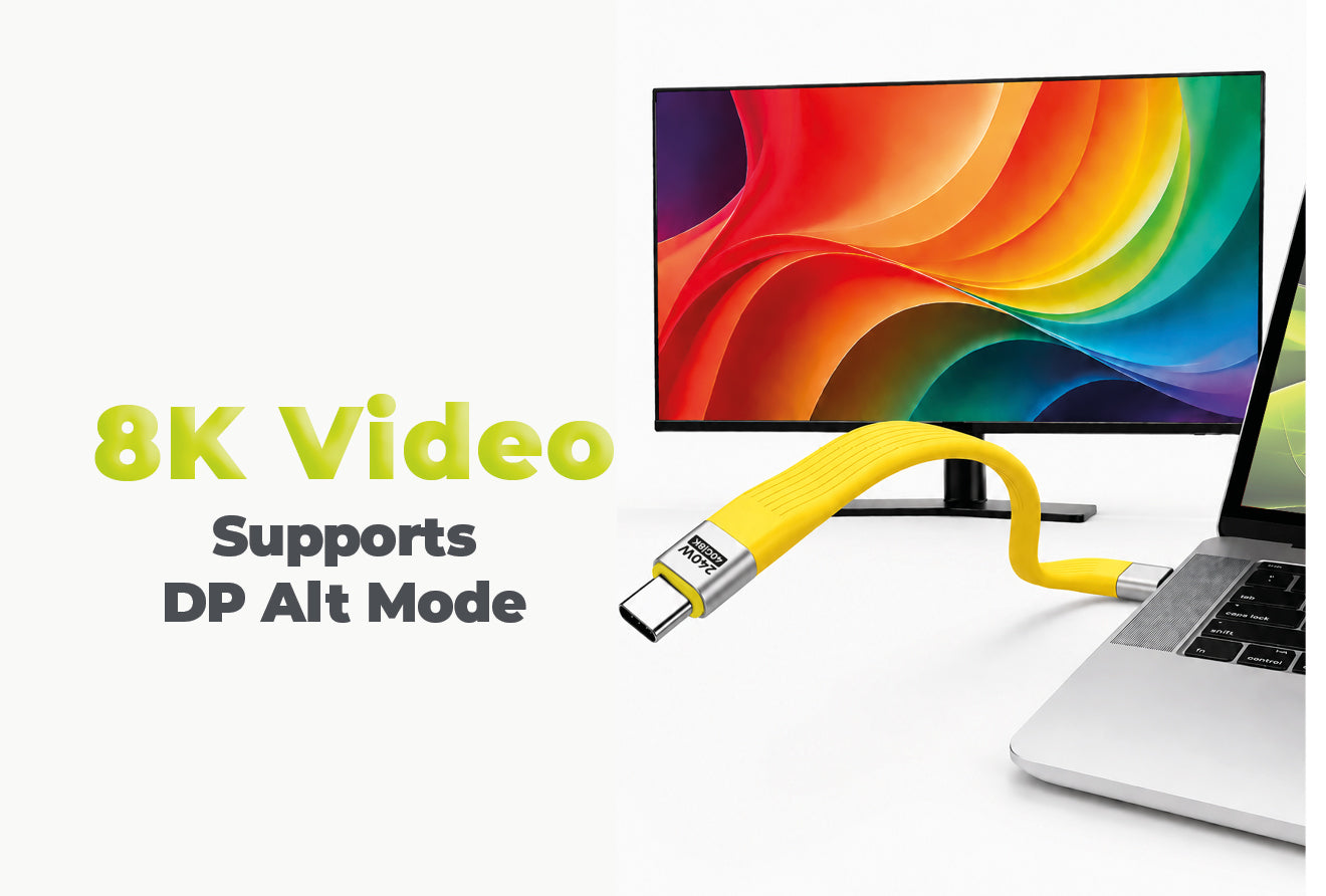 Kabel s klíčenkou USB-C na USB-C CB17, 240W, 40 Gb/s, Žlutá