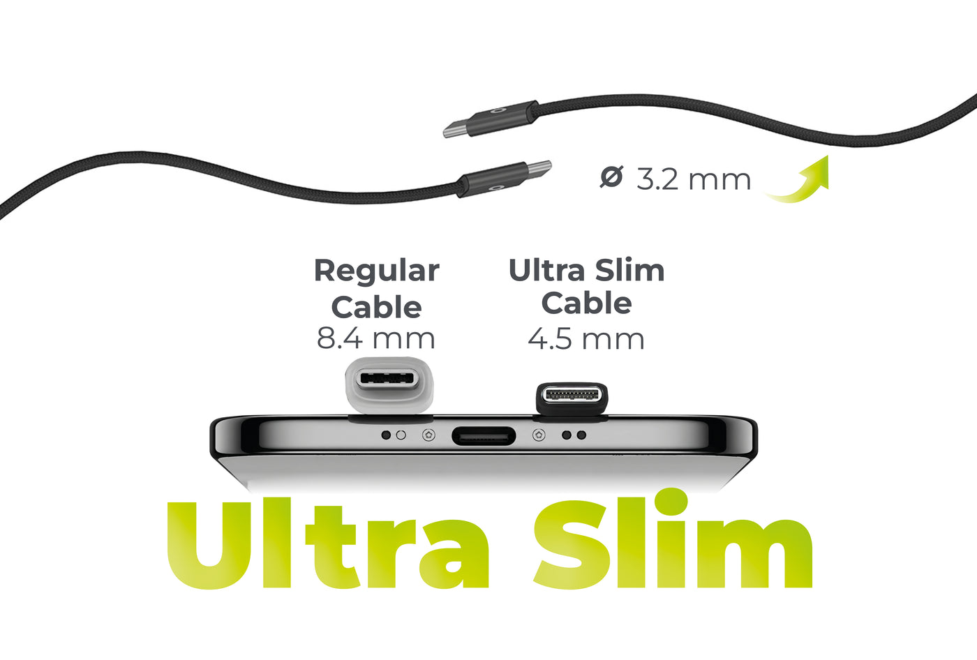 Ultratenký kabel USB-C na USB-C CB11, 60W, 480 Mb/s, 1 m, Černá