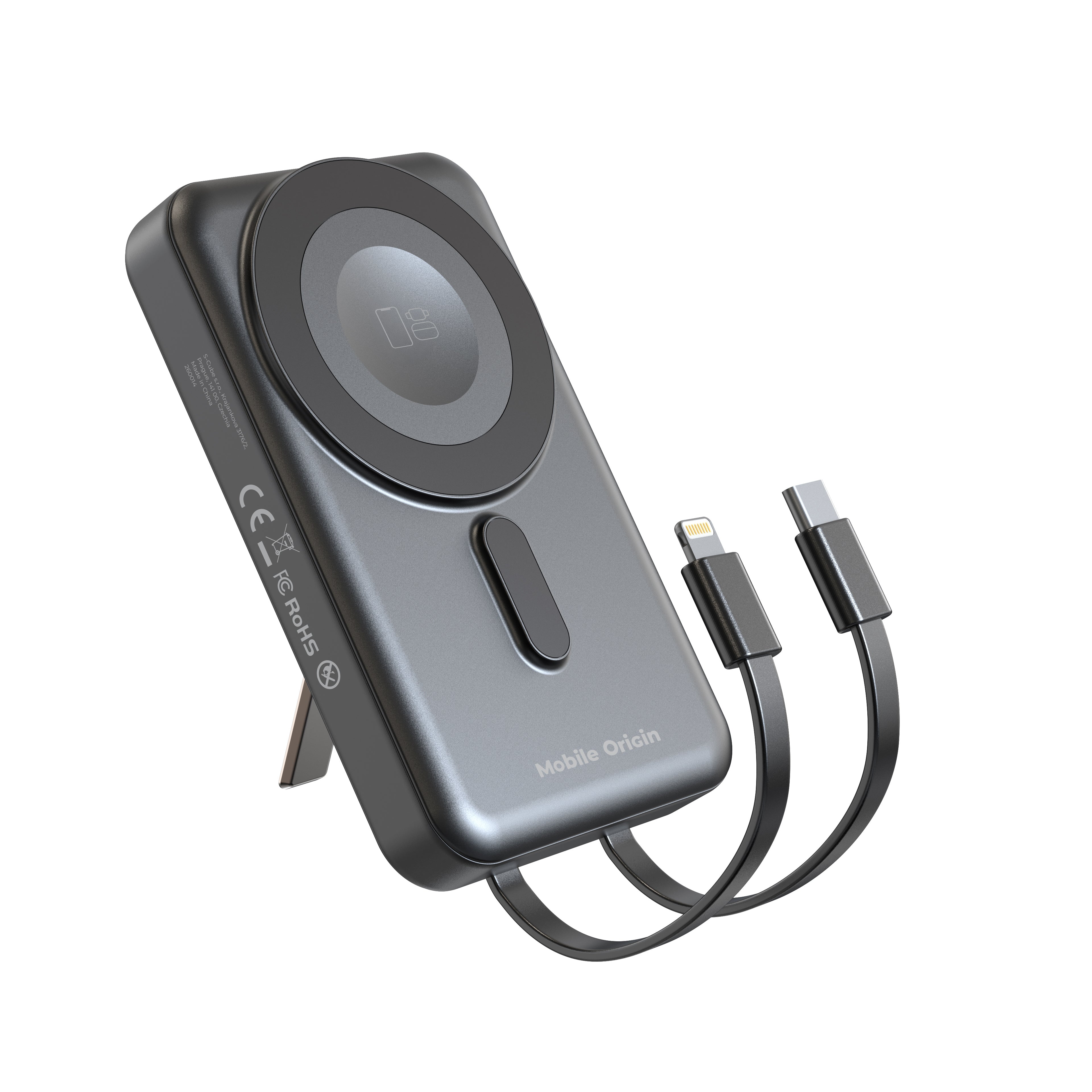 Bezdrátová Magnetická PowerBanka 10000mAh PB11, USB-C, Lightning Kabel