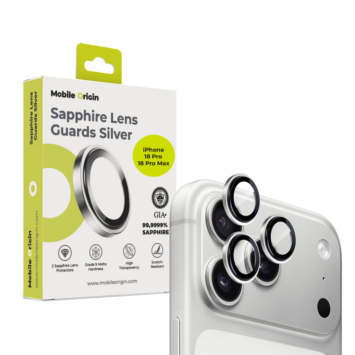 Sapphire Lens Guards, for iPhone 18 Pro / iPhone 18 Pro Max, Silver