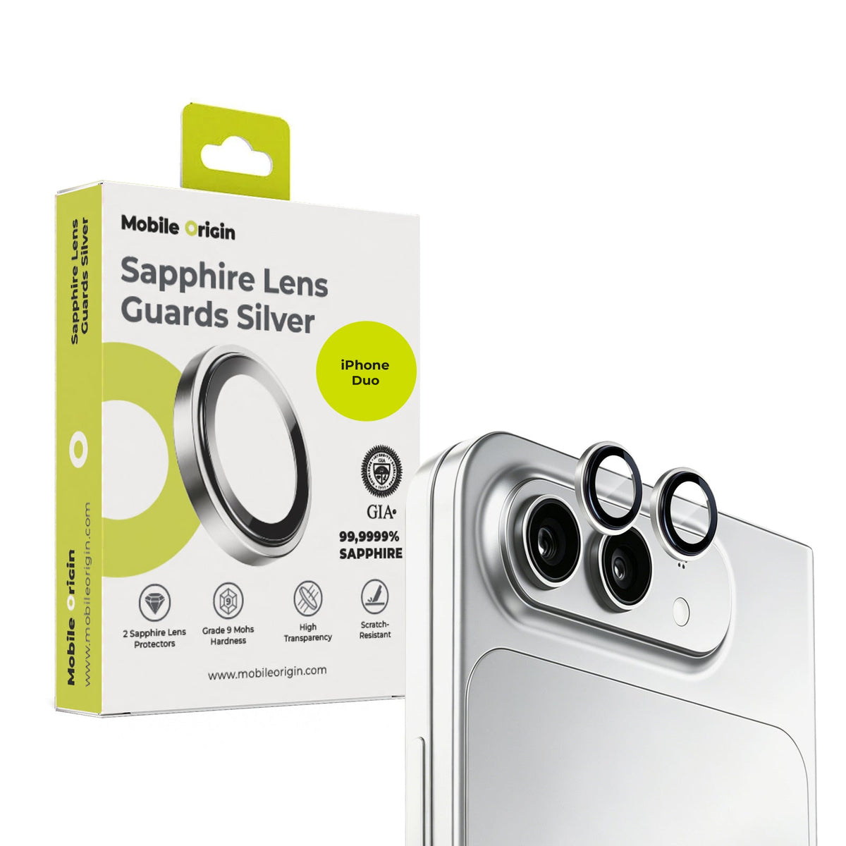 Sapphire Lens Guards, for iPhone Duo, Silver