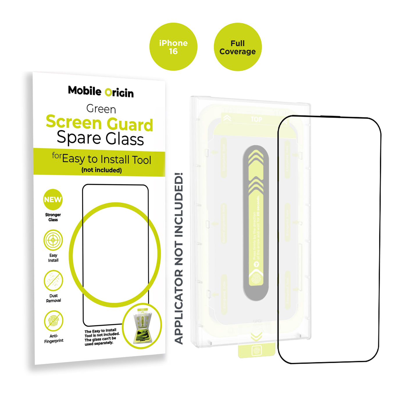 Replacement Screen Protector with Full Display Coverage, for iPhone 16