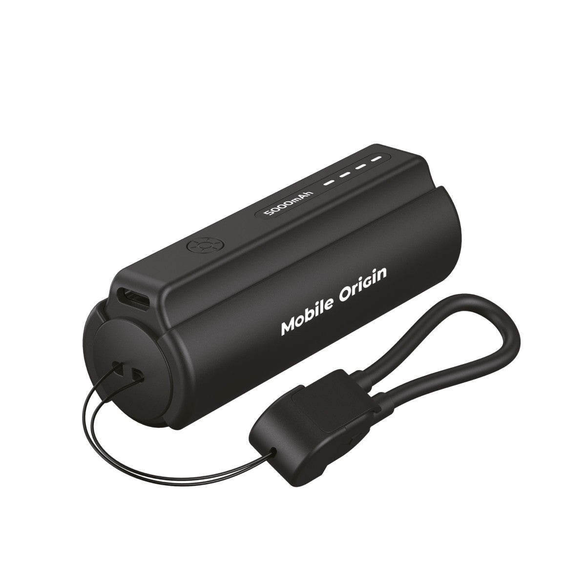 Compact Power Bank with Flashlight and USB-C Cable PB7, 5000mAh, 12W, Black