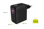 GaN Wall Charger with Display 65W PW20 – 2x USB-C + USB-A