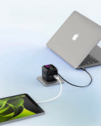 GaN Wall Charger with Display 65W PW3 with USB-C Retractable Cable + USB-C + USB-A