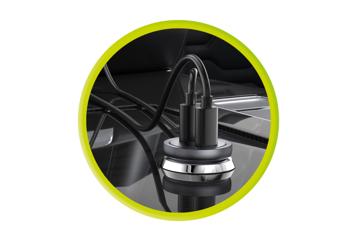 Autonabíjačka 2× USB-C CA13, 30W, Čierna
