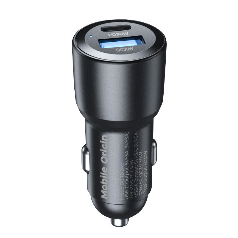 Car Charger USB-C + USB-A CA2, 60W, Black