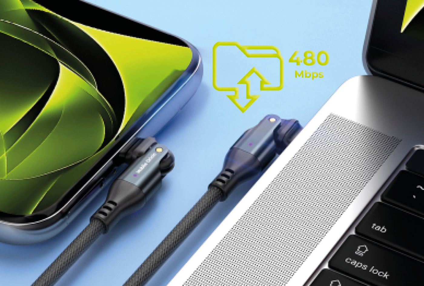 Rotating Cable USB-C to USB-C CB3, 240W, 480 Mb/s, 1m, Black