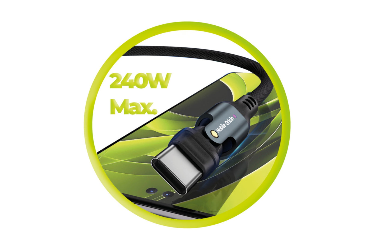 Rotating Cable USB-C to USB-C CB3, 240W, 480 Mb/s, 1m, Black