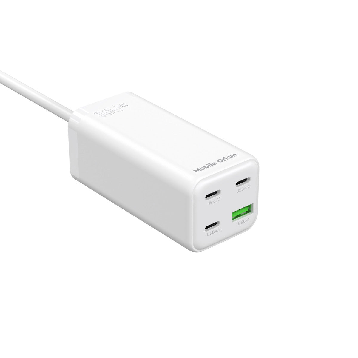 MultiHub nabíječka GaN 3× USB-C + USB-A PW18, 100W, Bílá