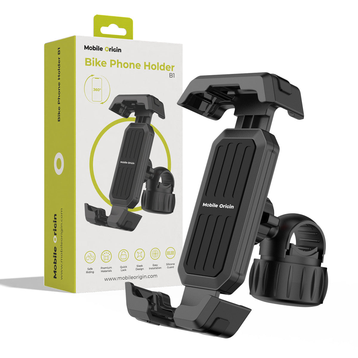 Bike Phone Mount B1, Quick-Release 360°, Black