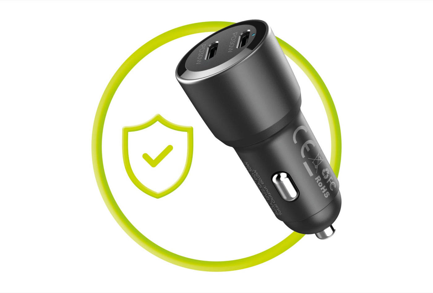 Car Charger 2× USB-C CA11, 60W, Black