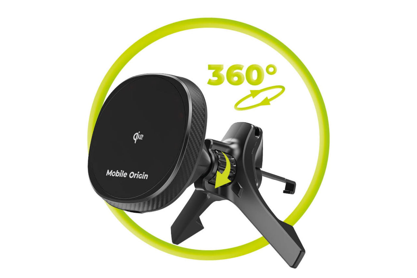 Bezdrátová nabíječka do autoventilace MagSafe s větráčkem CA15, Qi2 15W, Černá