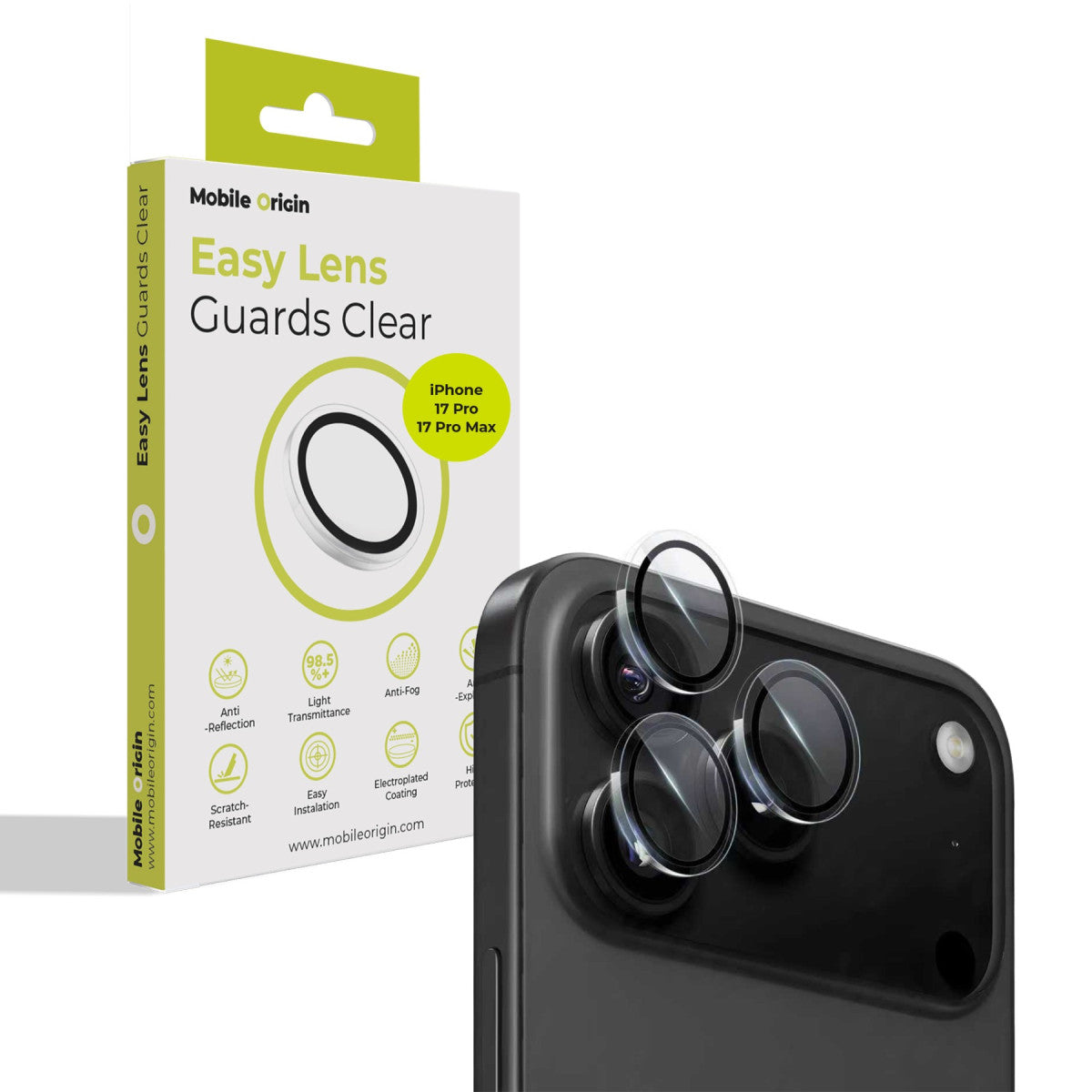 Easy Lens ochrana čoček, pro iPhone 17 Pro / iPhone 17 Pro Max, Čirá