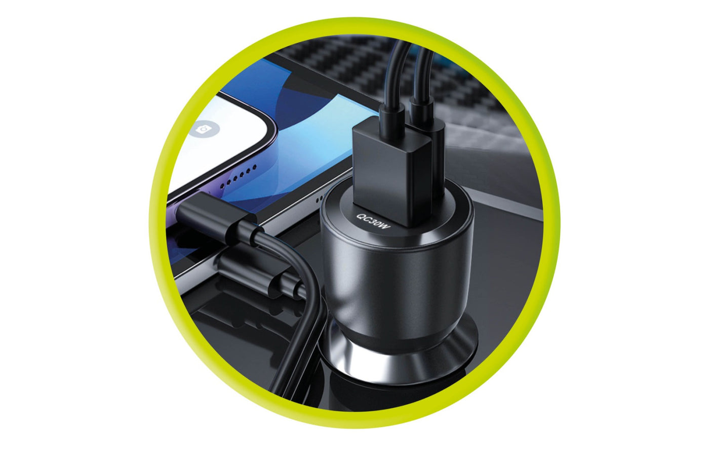 Car Charger USB-C + USB-A CA2, 60W, Black