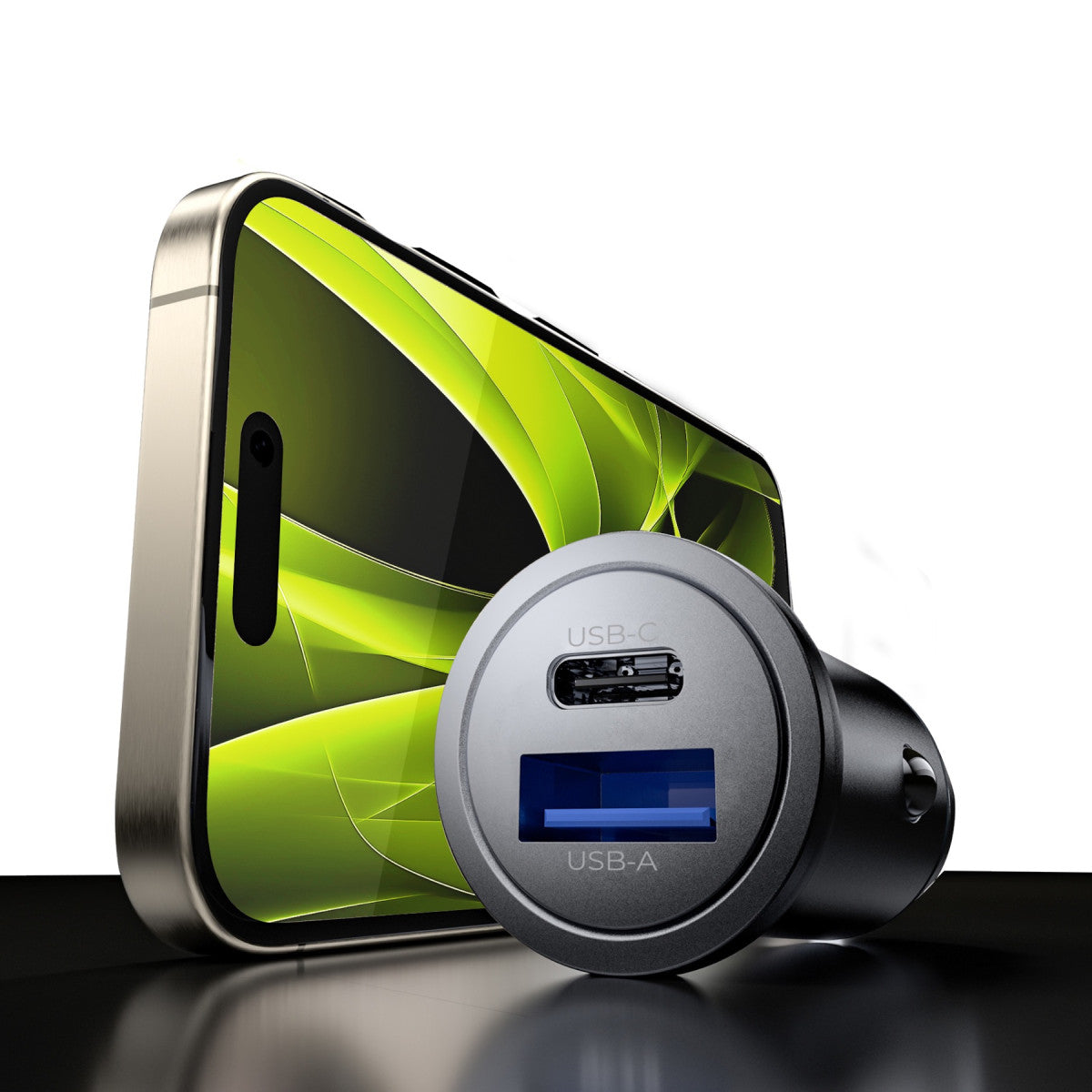 Car Charger USB-C + USB-A CA12, 30W, Black