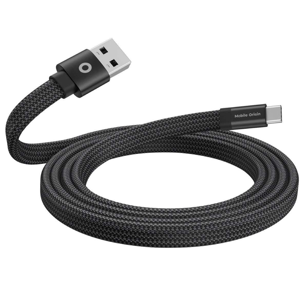 Magnetický plochý kabel USB-A na USB-C, 27W, 480 Mb/s, 1 m, Černá