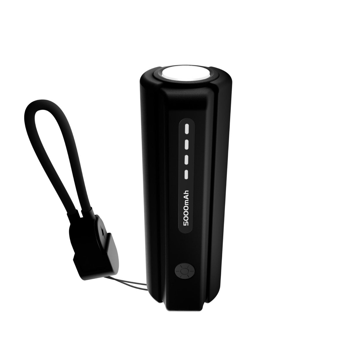 Compact Power Bank with Flashlight and USB-C Cable PB7, 5000mAh, 12W, Black