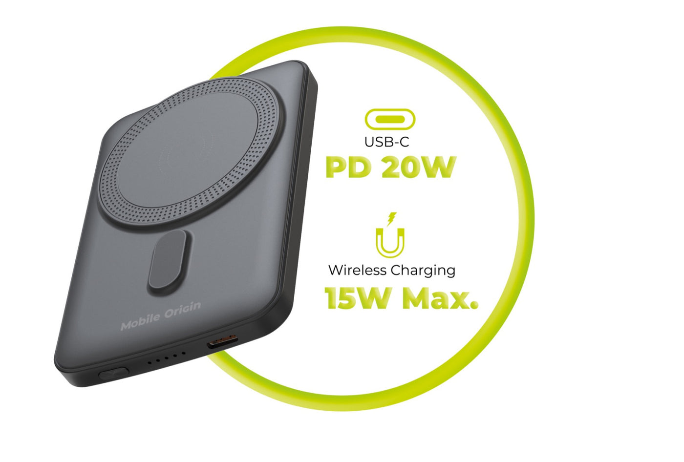 Bezdrátová magnetická powerbanka MagSafe PB10, 5000mAh, 20W, Černá