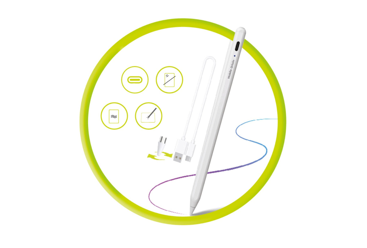 Aktivní stylus pero PE1, USB-C, Bílá